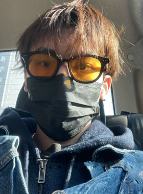 橘黄色韩版铆钉墨镜男复古潮lang偏光遮阳小脸款复古圆脸太阳镜女