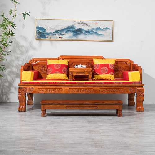 雕花实木罗汉床床榻中式