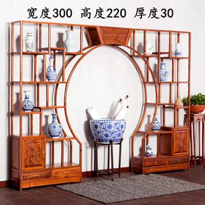 新款月洞门隔断客厅 月亮门博古架 实木中式圆形拱门 屏风玄关茶