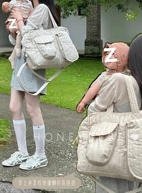 韩国ins妈咪包2025新款轻便手提单肩包大容量旅行包多功能斜挎包