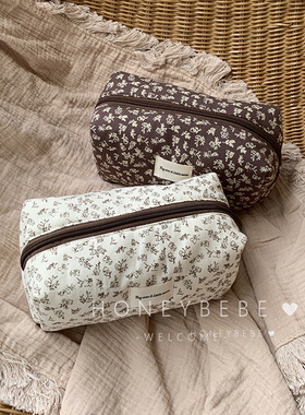 韩国ins收纳包法式碎花女小清新花朵包大容量洗漱包便携化妆包