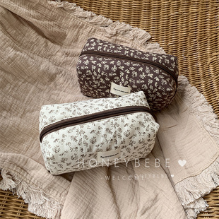 韩国ins收纳包法式 碎花女小清新花朵包大容量洗漱包便携化妆包