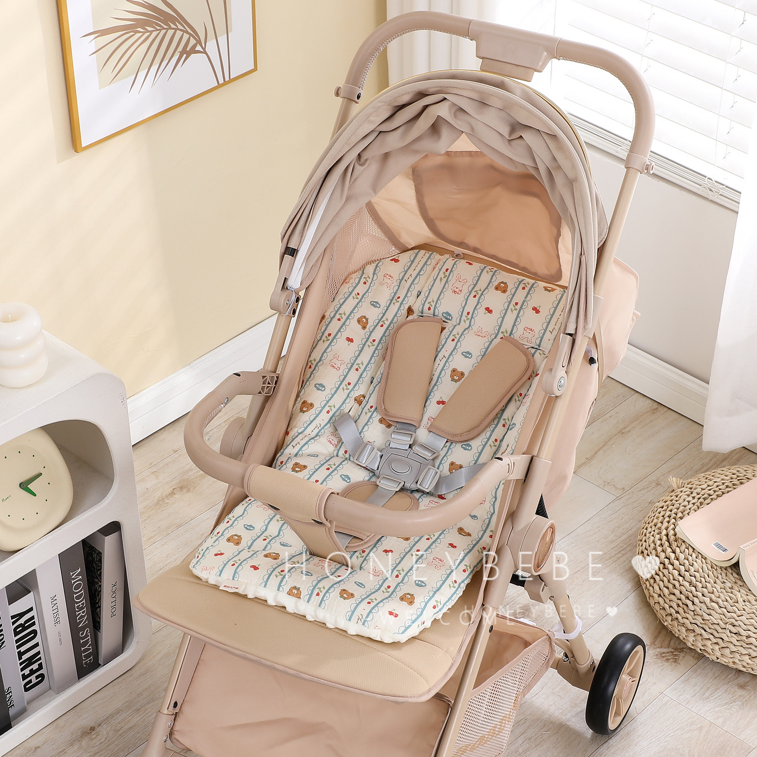 韩国ins婴儿推车垫子柔软加厚豆豆绒坐垫保暖棉床垫婴儿车垫棉垫