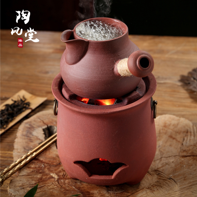 手工侧把砂铫壶红泥小火炉煮茶壶