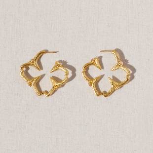MONSECRET轮廓枝干镶嵌花卉耳圈2025爆款 高级感独特耳饰耳环女生
