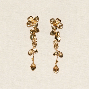 明星同款MONSECRET花序长款耳钉原创不对称花瓣耳坠新款气质耳环