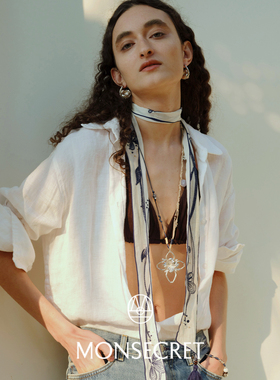 MONSECRET无尽夏流苏飘带挂件项链苎麻高级丝带长丝巾发带项链女