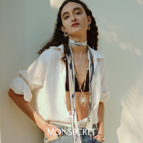 MONSECRET苎麻飘带丝巾项链发带
