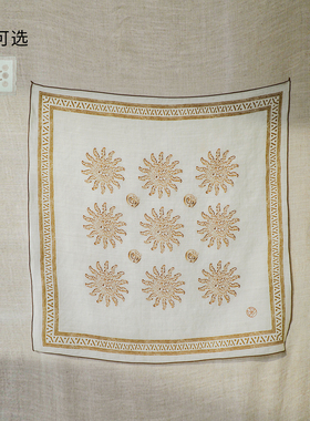 MONSECRET海风天然苎麻丝巾春夏印花方巾系脖高级感2025流行新款