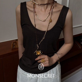 MONSECRET枝影编绳项链原创高级感精致链条长款复古通勤莫瑞风女