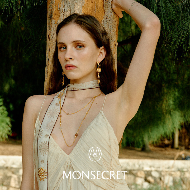 MONSECRET海风飘带高级感挂脖丝带海边度假通勤天丝苎麻颈饰发饰