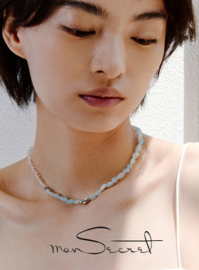 monsecret海蓝宝/粉晶项链