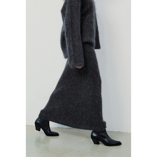 OTHERSTORE 软fufu进口马海毛松紧腰半身裙女保暖针织裙子 舒芙蕾