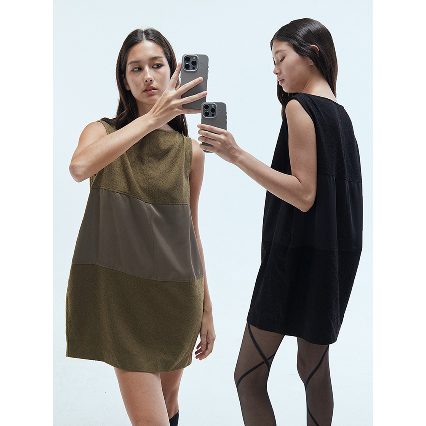 一字领拼接花苞短款连衣裙