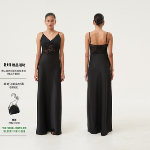 裙子 黑色V领吊带连衣裙女蕾丝拼接醋酸长款 OTHERSTORE 小提琴家