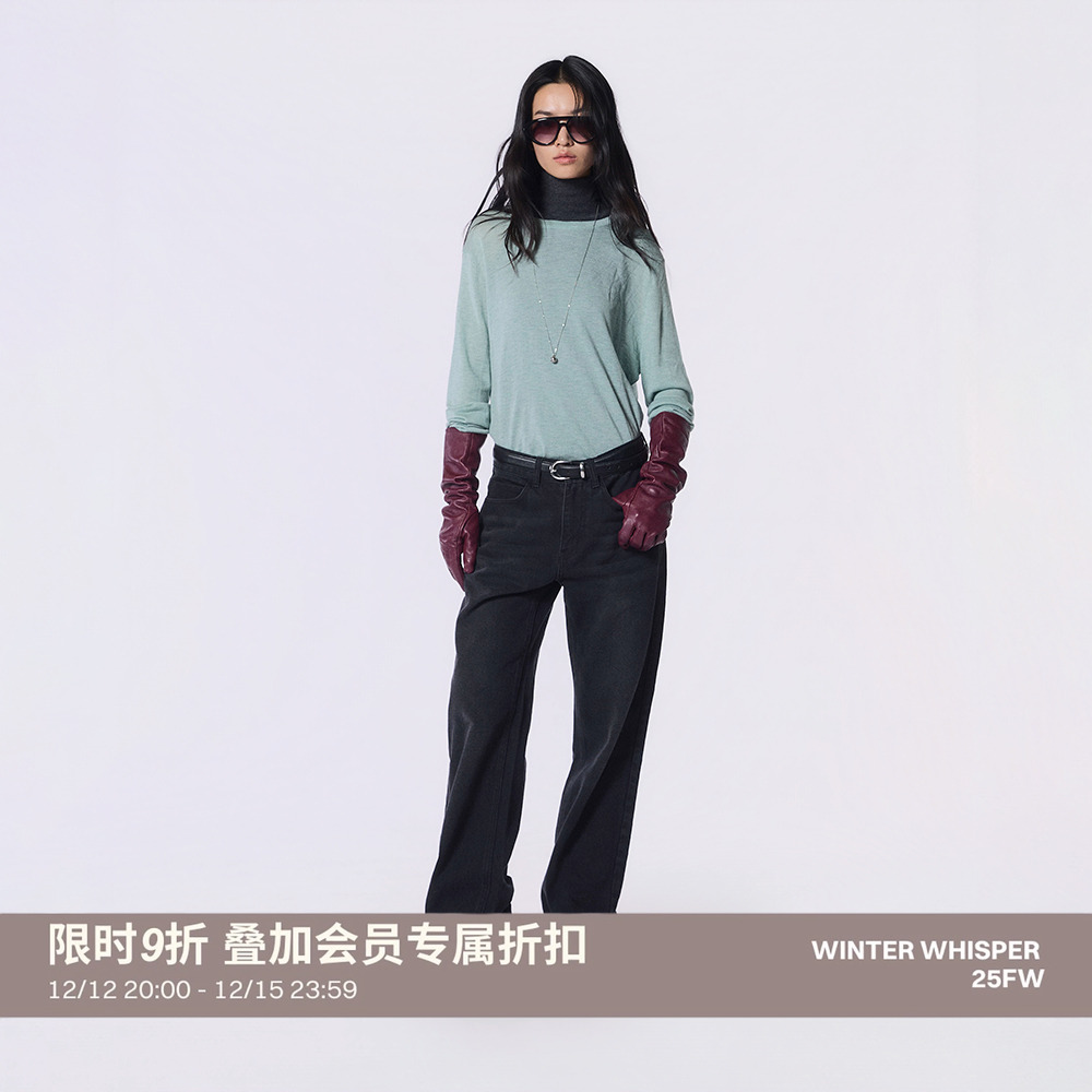 黑色高腰窄版直筒牛仔裤修身裤子