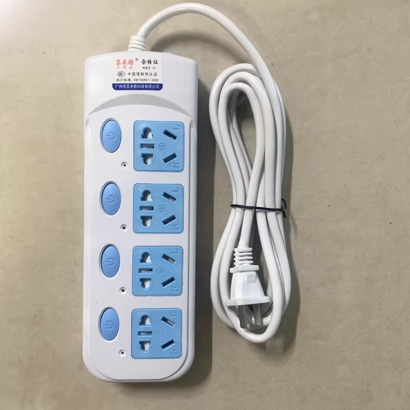 牛正品纯铜插座家用2脚插头插板带线三项插排接线板两脚插板插排