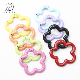 【千汇弹簧扣】彩色烤漆梅花弹簧扣异形开口环扣DIY钥匙扣挂环扣