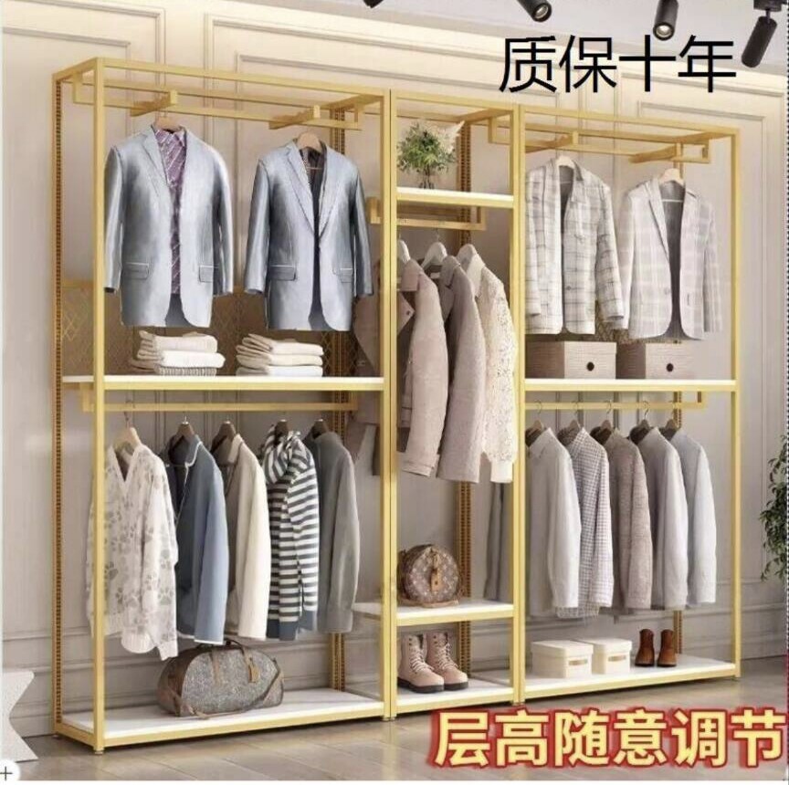 钢架烤漆服装展示架童装店衣服架子双层落地式挂衣架男女装店货架
