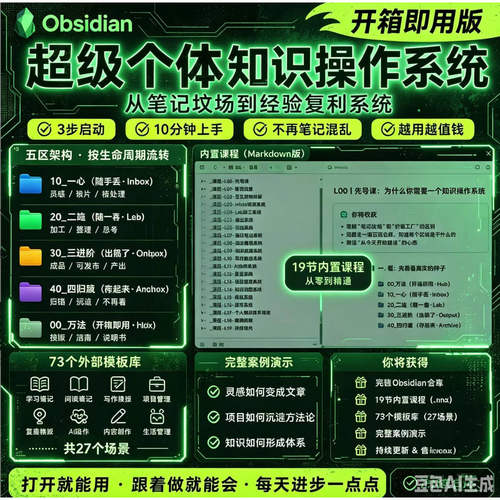 Obsidian超级操作系统知识插件个体开箱资产同步笔记模板即用教程