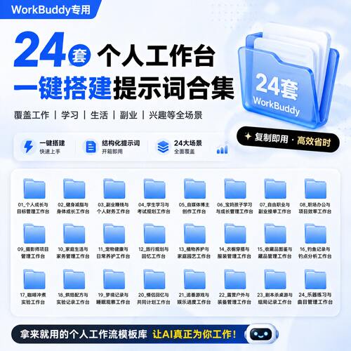 合集搭建词提示个人电子版工作台WorkBuddy24一键套