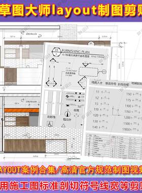 教程彩色国外剪贴模板制图SU草图及大师案例layout施工图薄layout