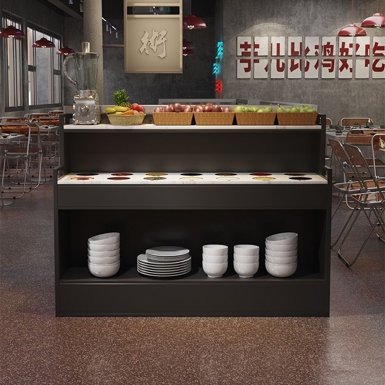 商用火锅店调料台麻辣烫蘸料台火锅店饭店餐厅酱料柜一体料台料柜