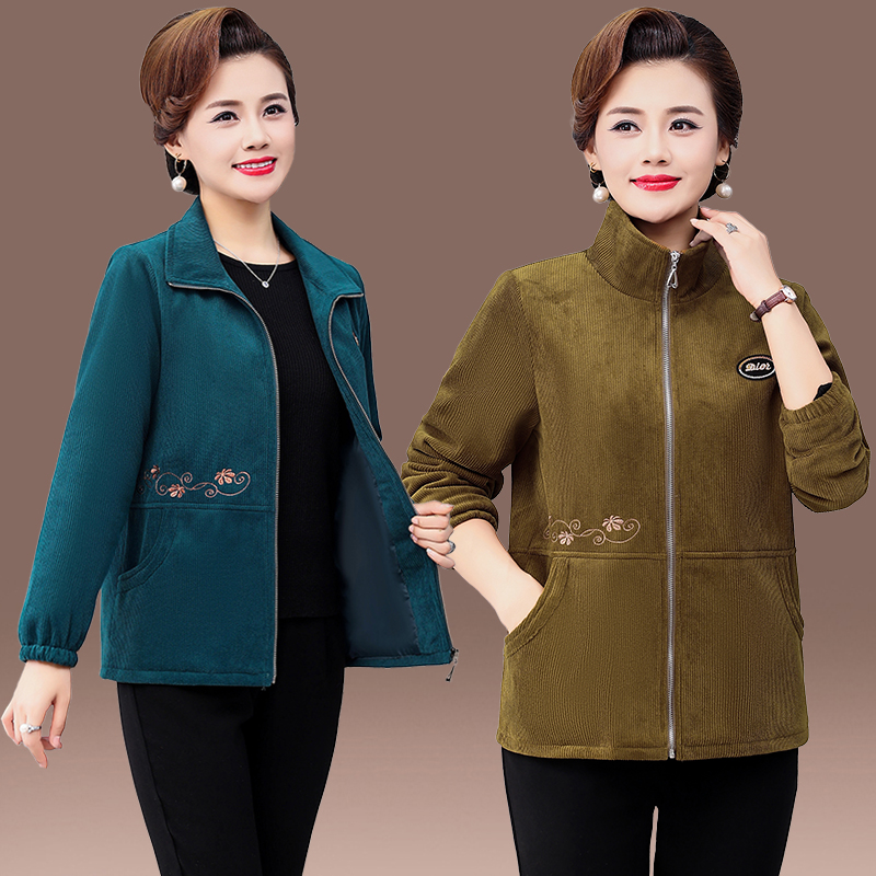 中老年人灯芯绒外套新款夹克上衣
