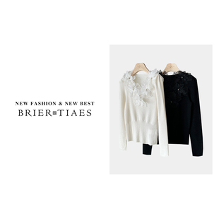 新款 毛衣打底衫 长袖 饰针织衫 气质重工立体花朵装 23NO23101B