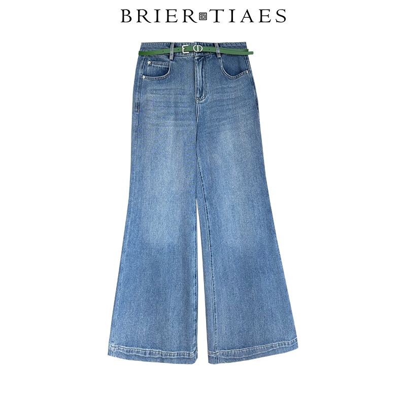 25ZM90068/阔腿喇叭牛仔裤女春季新款高腰显瘦设计感宽松百搭裤