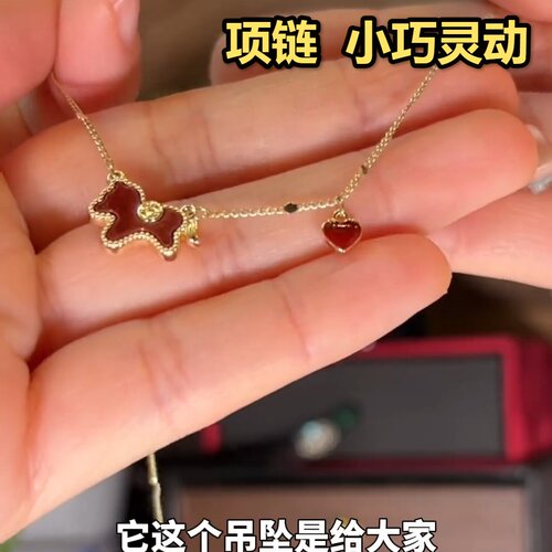 2026新款真金电镀滴油金属小马项链新中式轻奢小众锁骨链本命年气