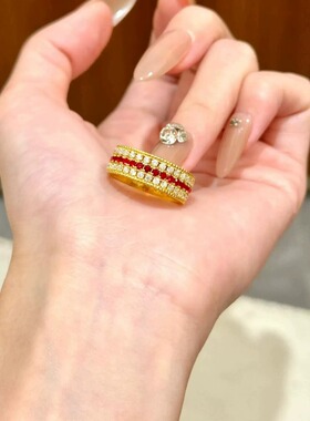 新中式古法满天星镶钻开口戒指