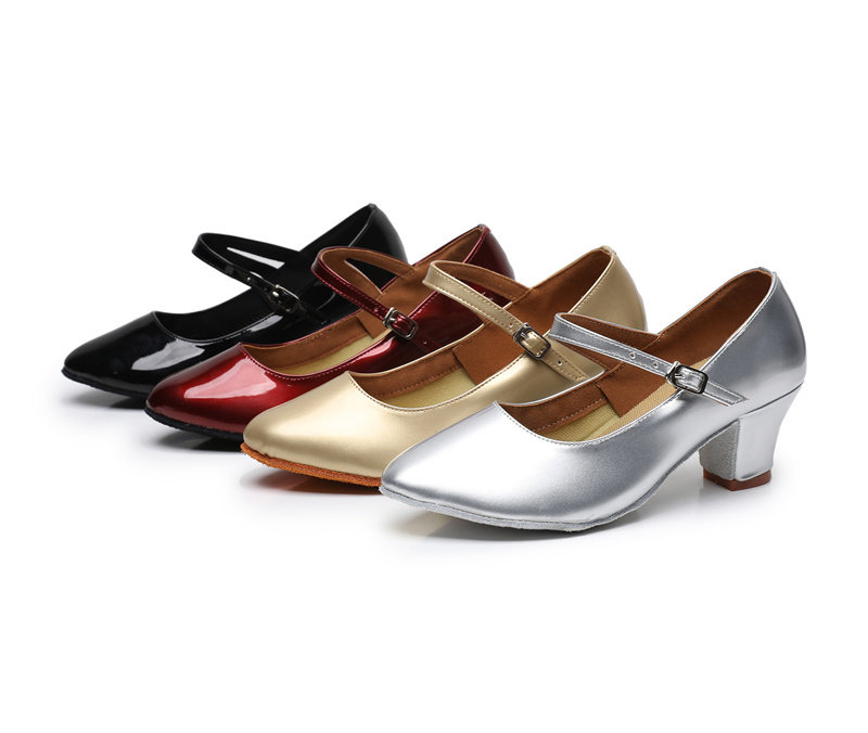 成人儿童女士老年摩登舞蹈鞋跳舞广场舞鞋室内外方跟粗毛底牛筋底