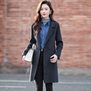 赫本风2025秋冬新款小个子毛呢大衣女中长款加厚夹棉显瘦呢子外套