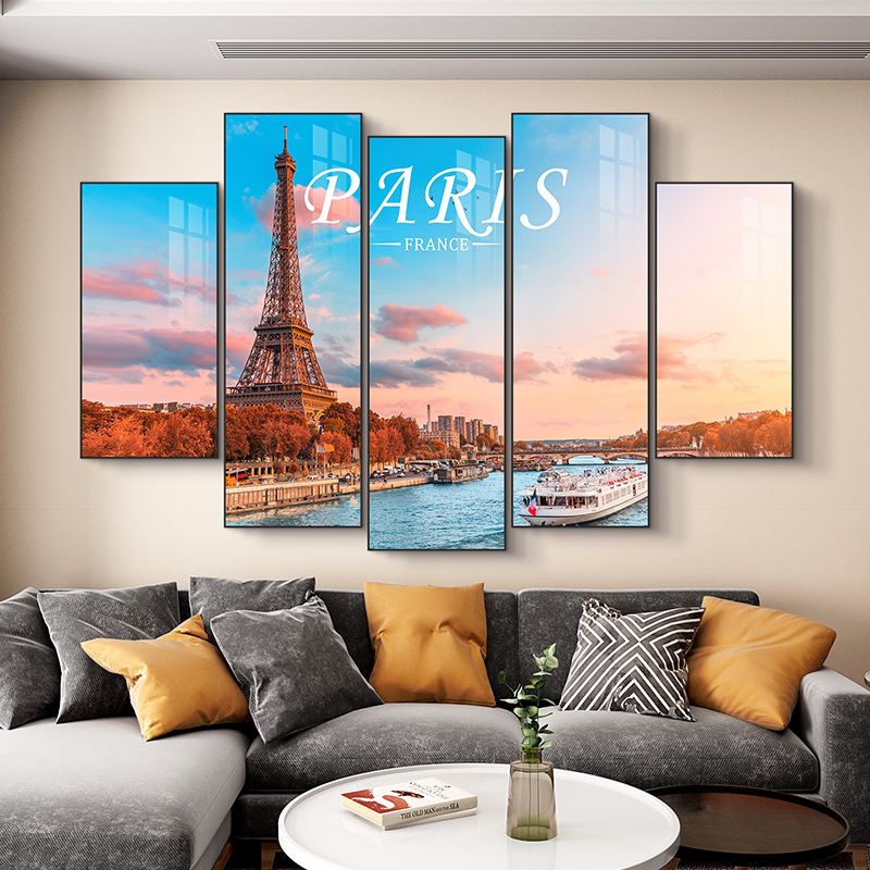 城市装饰画埃菲尔铁塔大笨钟国家建筑宣传挂画酒店房间卧室壁画