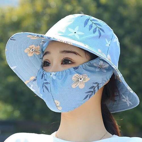 新款遮阳帽女夏季全脸分体式防晒帽遮脸防紫外线干活采茶帽太阳帽