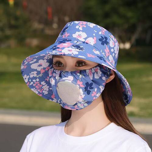 帽子口罩一体防晒帽女夏太阳帽防紫外线中年妈妈面罩遮全脸遮阳帽