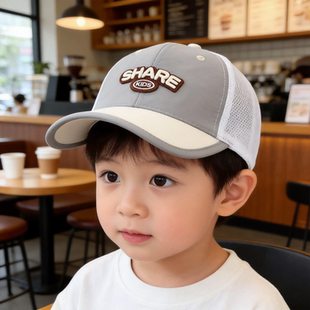 儿童防晒帽男孩夏季 男童网眼帽子2026鸭舌帽遮阳帽宝宝男宝棒球帽