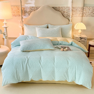 25年秋冬新款高奢精品7D雕花绒四件套冬天保暖套件双人床品绒套件