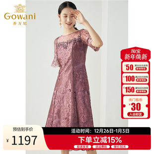 乔万尼连衣裙新款 蕾丝中年妈妈裙子高端雪纺洋气 秋碎花法式