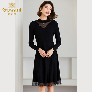 乔万尼2025冬新款 绵羊毛针织连衣裙假两件设计ET4M940