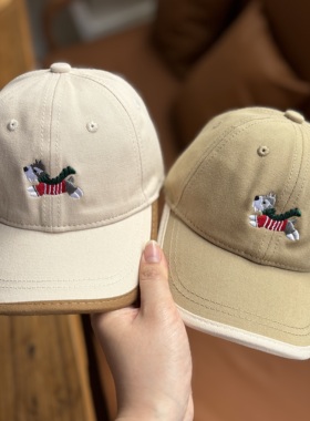 儿童帽子春秋可爱雪纳瑞卡通棒球帽小狗刺绣男女童宝宝鸭舌帽冬季