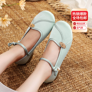 亮丝布纯色女鞋 古风演出马面裙搭配鞋 网红同款 国风穿搭拍照上镜鞋