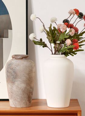 侘寂风仿古陶瓷花瓶家居摆件