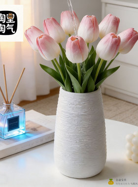 仿陶瓷圆口拉丝纹花瓶两用桌面