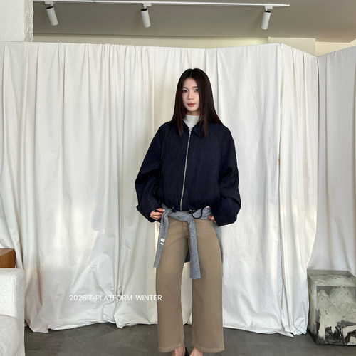 T-PLATFORM-58125-1十三行冬小个子女高腰显高加厚磨毛复古牛仔裤