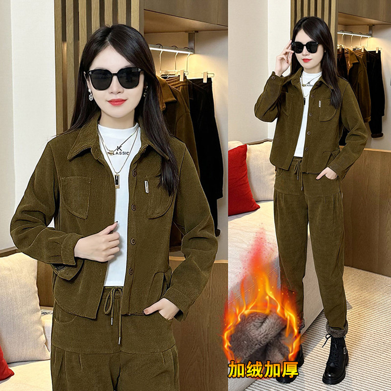 加绒加厚休闲套装女2023年秋冬新款雪尼尔单排扣长袖纯色时尚套装,女装/女士精品,时尚套装,淘宝优惠券,粉丝福利购,淘宝优惠卷