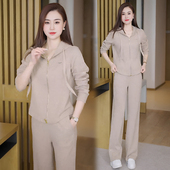 运动休闲裤 新款 女2026春秋拉条开衫 套装 两件套 仿羊绒收腰显瘦时尚