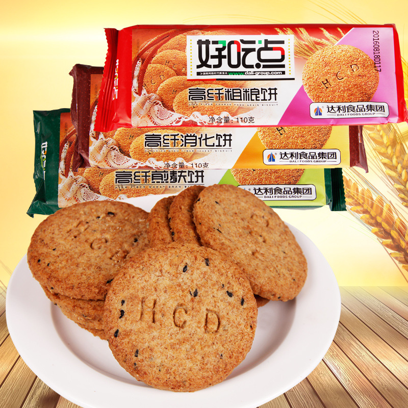 达利园?#36152;?#28857;高纤消化饼干110g*5袋蔬菜杂粮粗粮零食