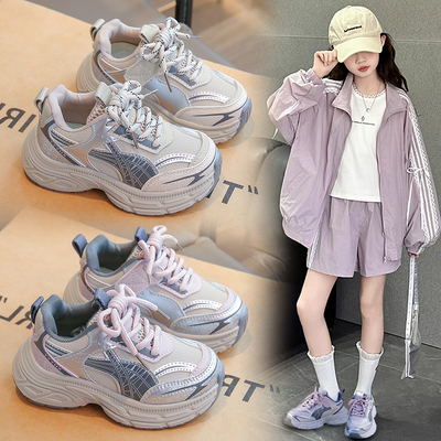 女童运动鞋2025春季新款皮面童鞋